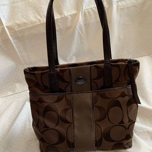 Coach Mahogany F25771 Signature Stripe Tote